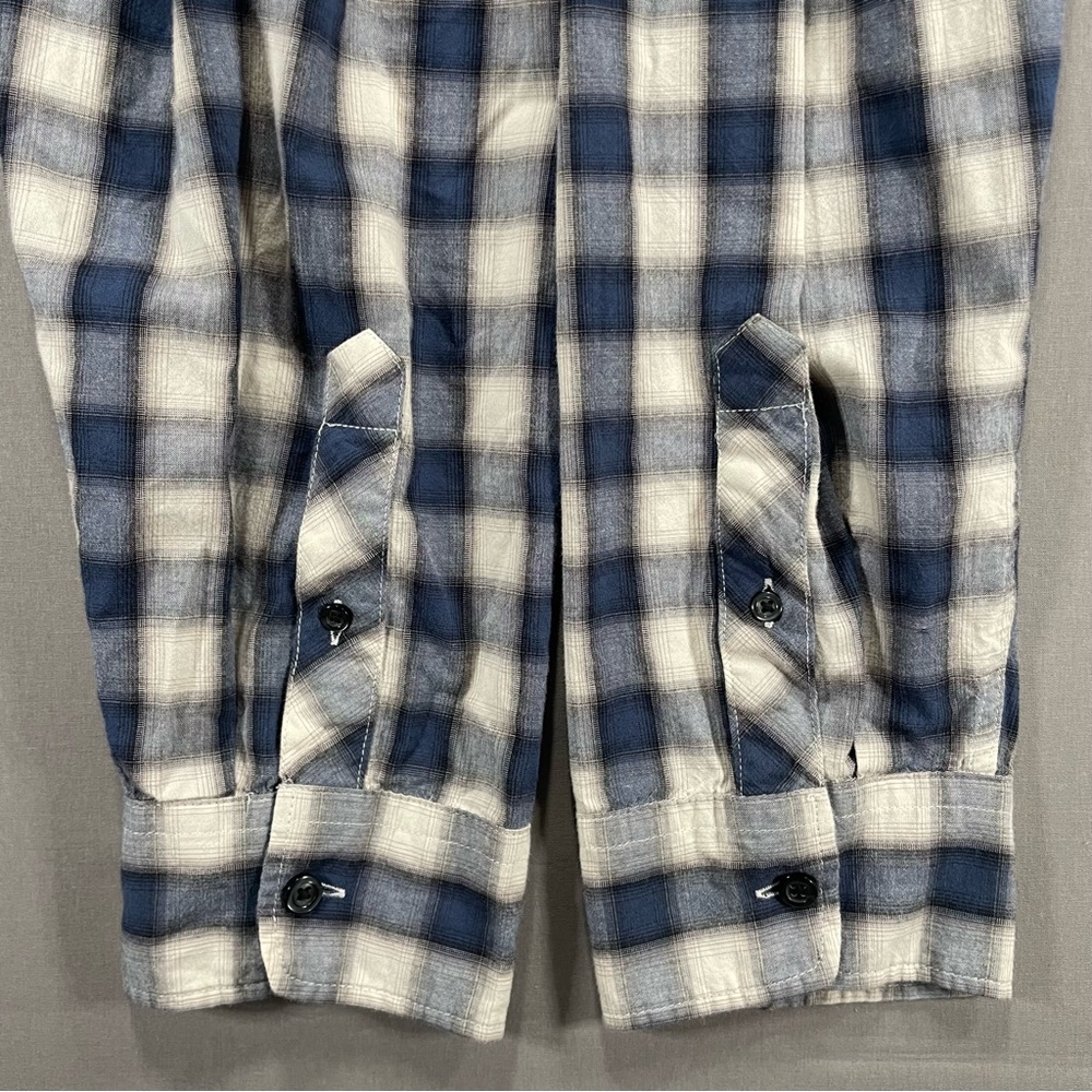 Billy Reid Standard Fit Plaid Checkered Button Down Shirt; Green/Cream - Men XXL - Picture 10 of 16